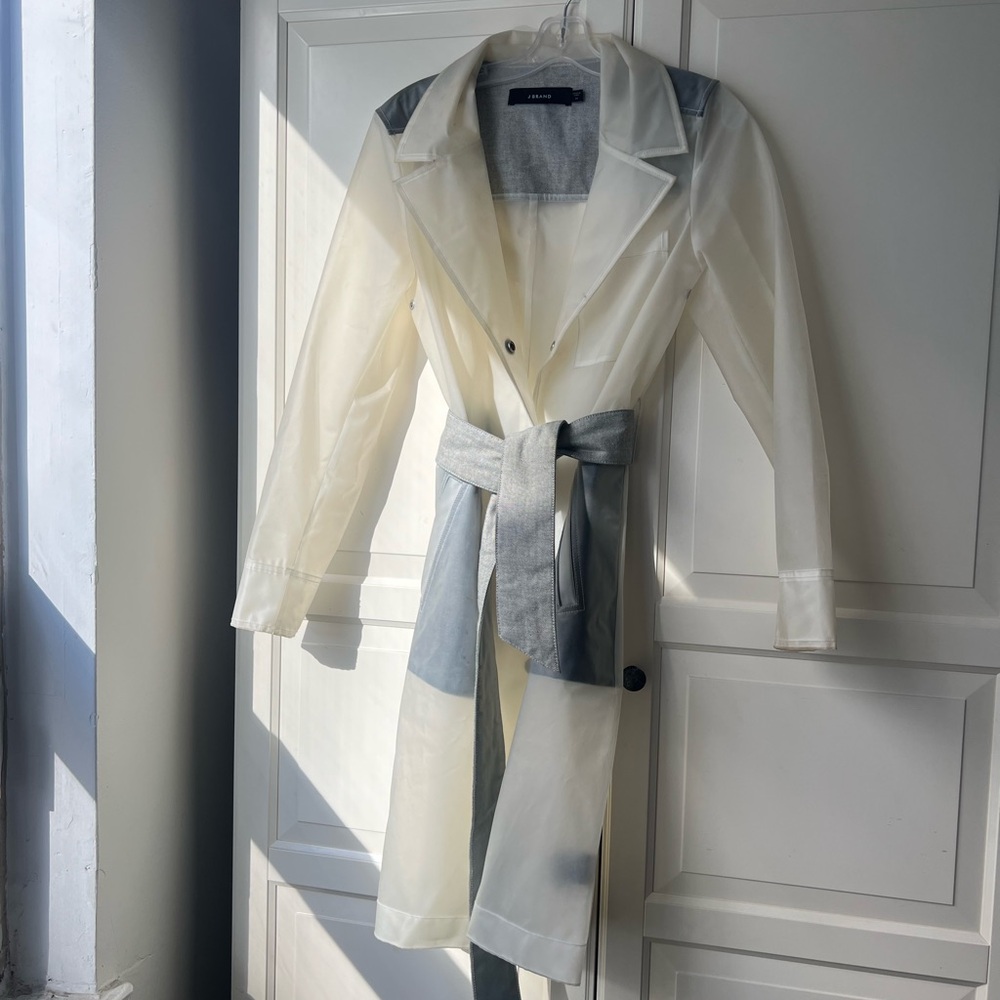 J Brand Clear Vinyl Rain Trench Coat